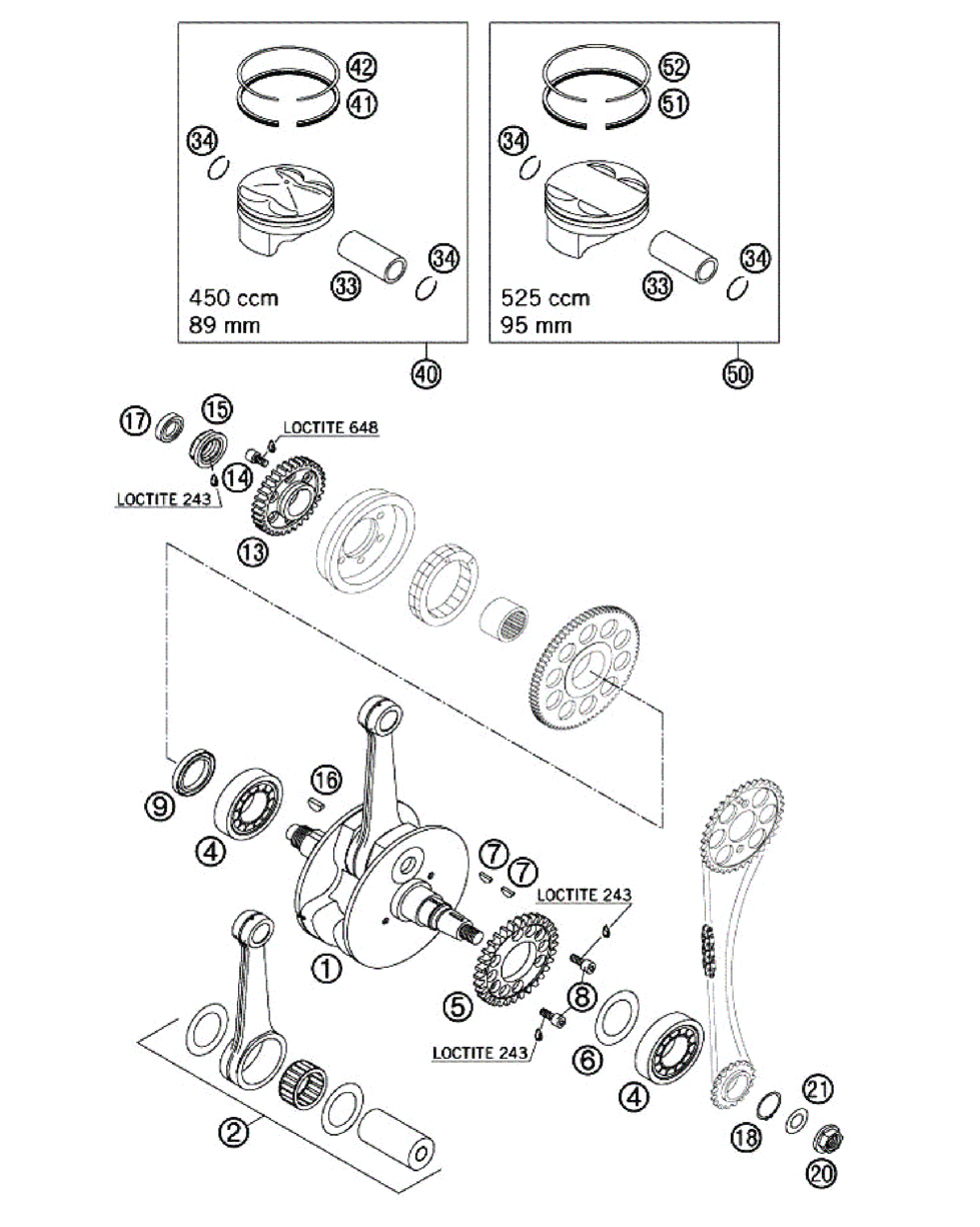 CRANKSHAFT - PISTON (450-525)