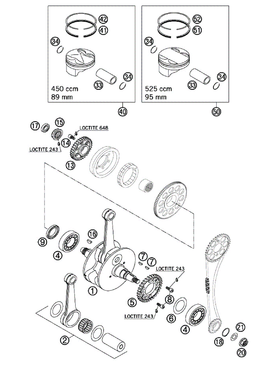 CRANKSHAFT - PISTON (450-525)